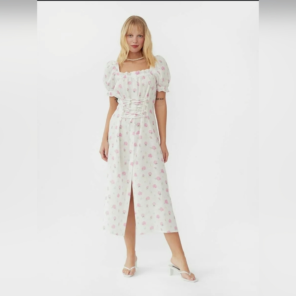 Sleeper Marquise 100% linen dress in roses, sz xs - Picture 3 of 13
